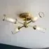 Reno 4 Light Ribbed Glass Semi Flush Light - Satin Brass