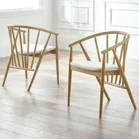 Reno Dining Chairs with Cushion - Oak, Linen