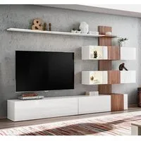 Reno Entertainment Unit with LED - White, Sterling Oak
