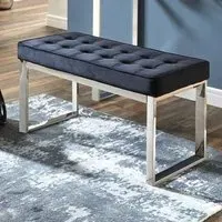 Reno Hallway Bench with Stainless Steel Legs - Black, Textile Fabric alternate view