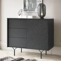 Reno Small Sideboard with 1 Door 3 Drawers - Graphite