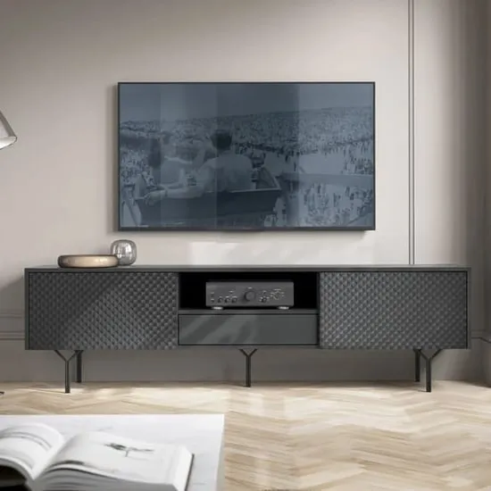 Reno TV Stand with 2 Flap Doors - Graphite, Wood image