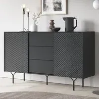 Reno Wide Sideboard with 2 Doors 3 Drawers - Graphite