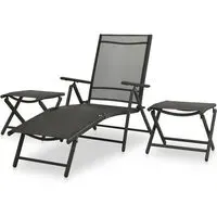 Resaca 3-Piece Garden Lounge Set with Adjustable Backrest - Black