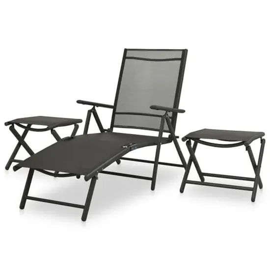 Resaca 3-Piece Garden Lounge Set with Adjustable Backrest - Black image