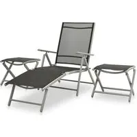 Resaca 3-Piece Garden Lounge Set with Adjustable Backrest - Silver