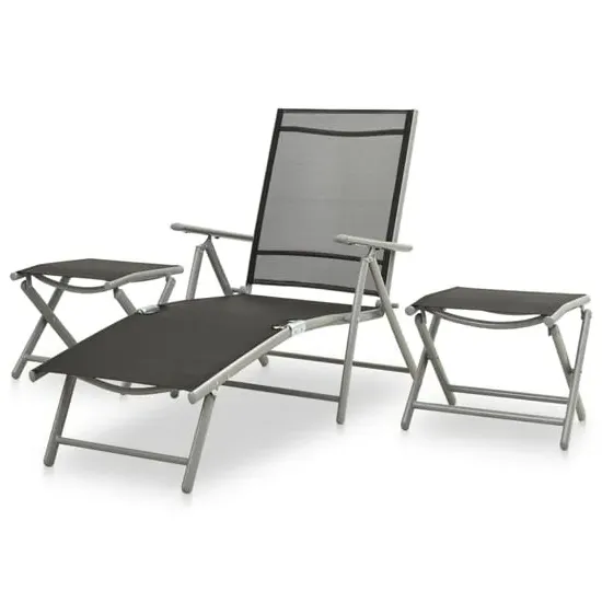 Resaca 3-Piece Garden Lounge Set with Adjustable Backrest - Silver
