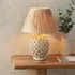 Reston 30cm Shade Ceramic Table Lamp - Ivory, Natural Fabric