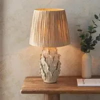 Reston 32cm Shade Ceramic Table Lamp - Ivory, Natural Fabric