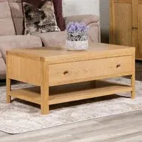 Reston Coffee Table with 1 Drawer - Oak