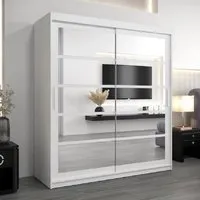 Reston Mirrored Wardrobe with 2 Sliding Doors - White alternate view