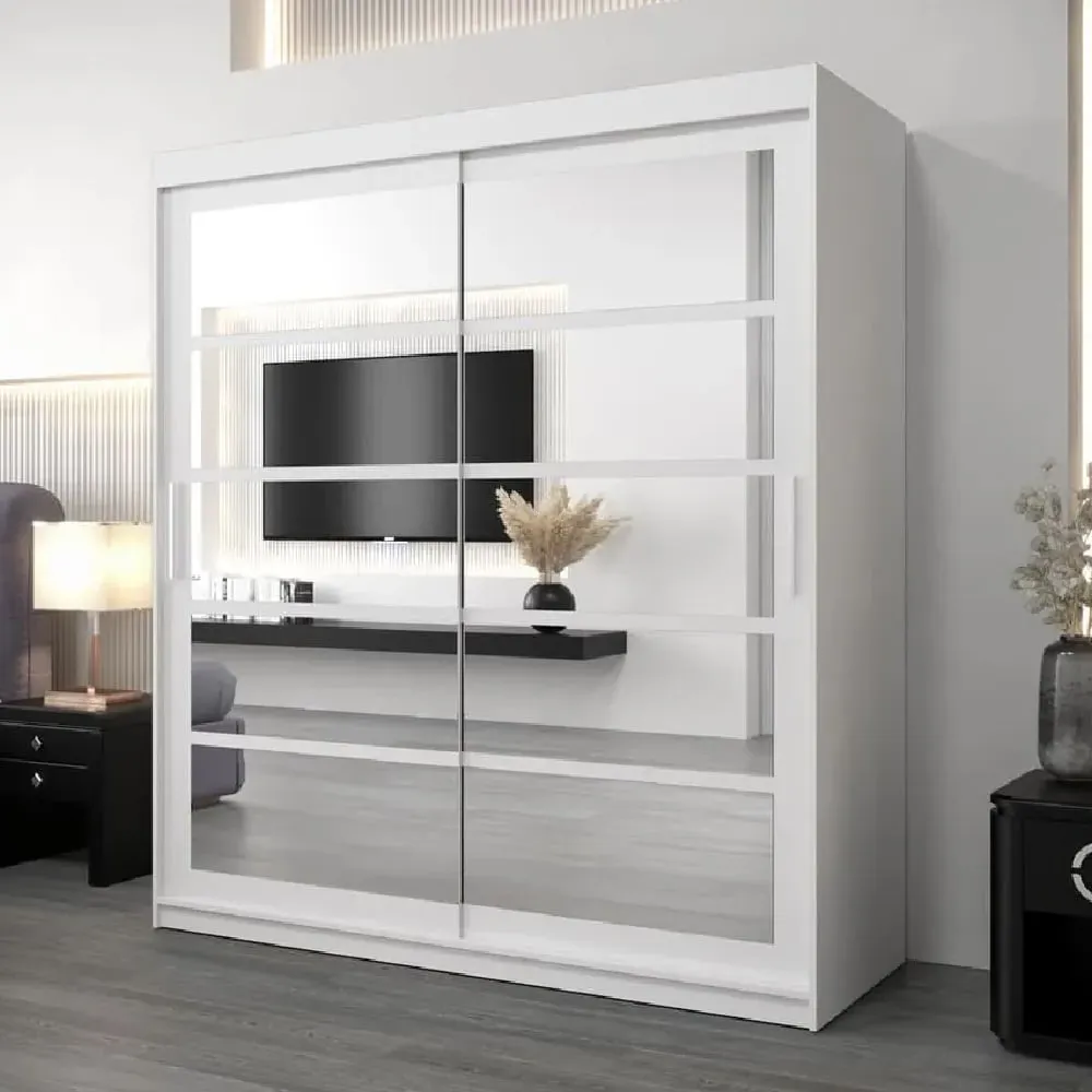 Reston Mirrored Wardrobe with 2 Sliding Doors - White product