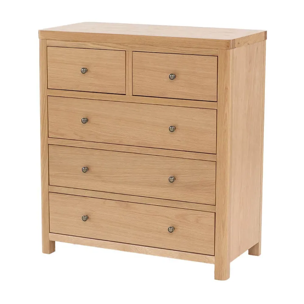 Reston Tall Chest of 5 Drawers - Oak