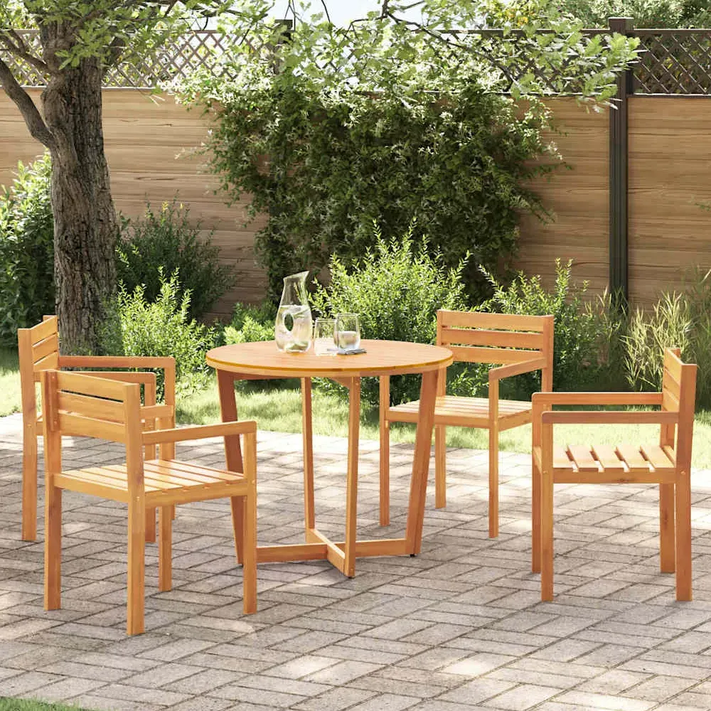 Revano Garden 90cm Dining Table with 4 Chairs - Brown, Acacia Wood product