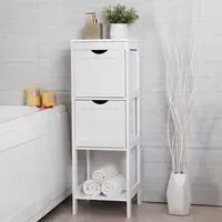 Revere Corner Bathroom Storage Cabinet with 2 Drawers - White