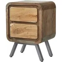 Reverso Lamp Table with 2 Drawers - Reclaimed Wood, Iron