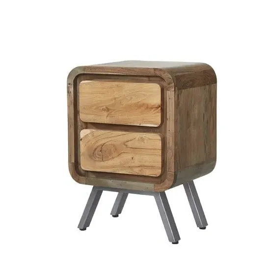 Reverso Lamp Table with 2 Drawers - Reclaimed Wood, Iron image
