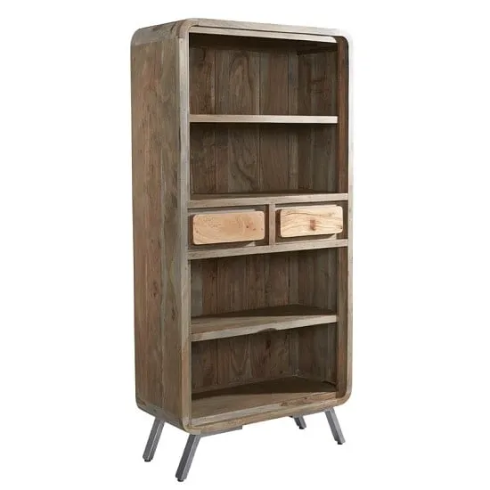 Reverso Large Bookcase with 2 Drawers - Reclaimed Wood, Iron