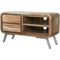 Reverso Medium TV Stand with Drawers - Reclaimed Iron, Wood