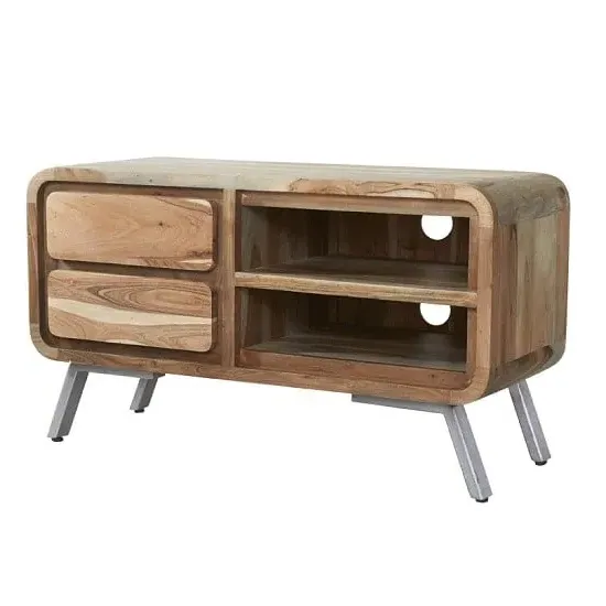 Reverso Medium TV Stand with Drawers - Reclaimed Iron, Wood image