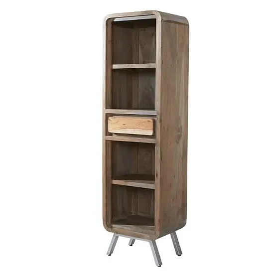 Reverso Narrow Bookcase with 1 Drawer - Reclaimed Wood, Iron