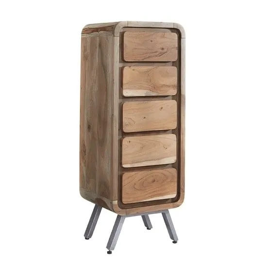 Reverso Tall Chest of Drawers with 5 Drawers - Reclaimed Wood, Iron