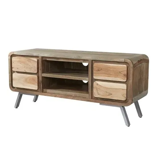 Reverso TV Stand with 4 Drawers - Reclaimed Wood, Iron