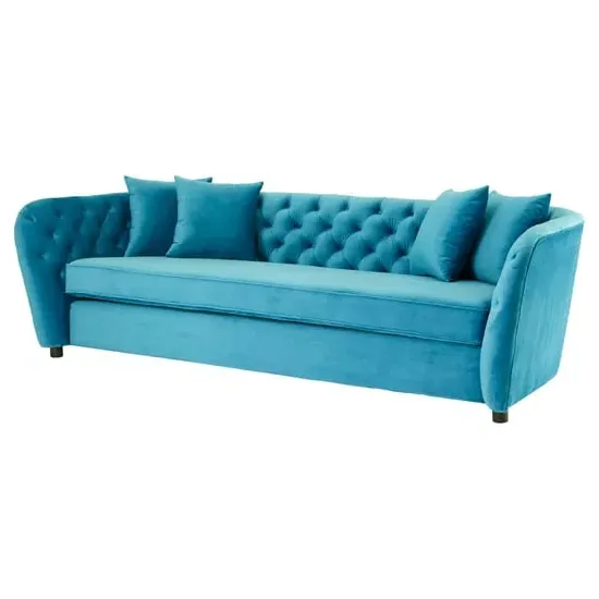 Revive 3-Seater Sofa - Blue, Velvet image