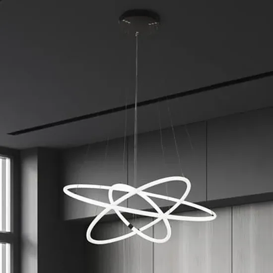 Revolve LED 3 Ring Ceiling Pendant Light - Black