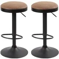 Rexford Bar Stools in Pair - Brown, Fabric