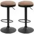 Rexford Bar Stools in Pair - Brown, Fabric