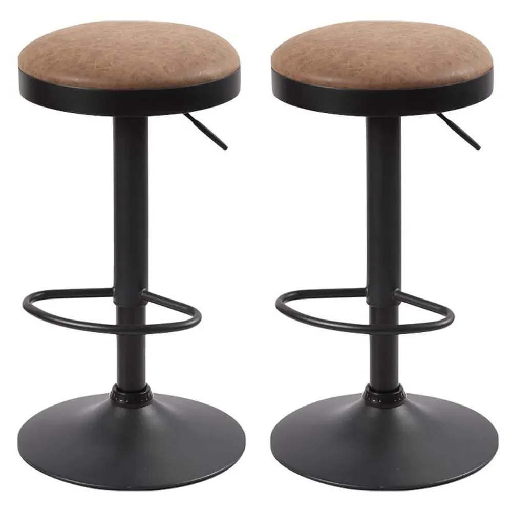 Rexford Bar Stools in Pair - Brown, Fabric image
