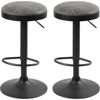 Rexford Bar Stools in Pair - Grey, Fabric