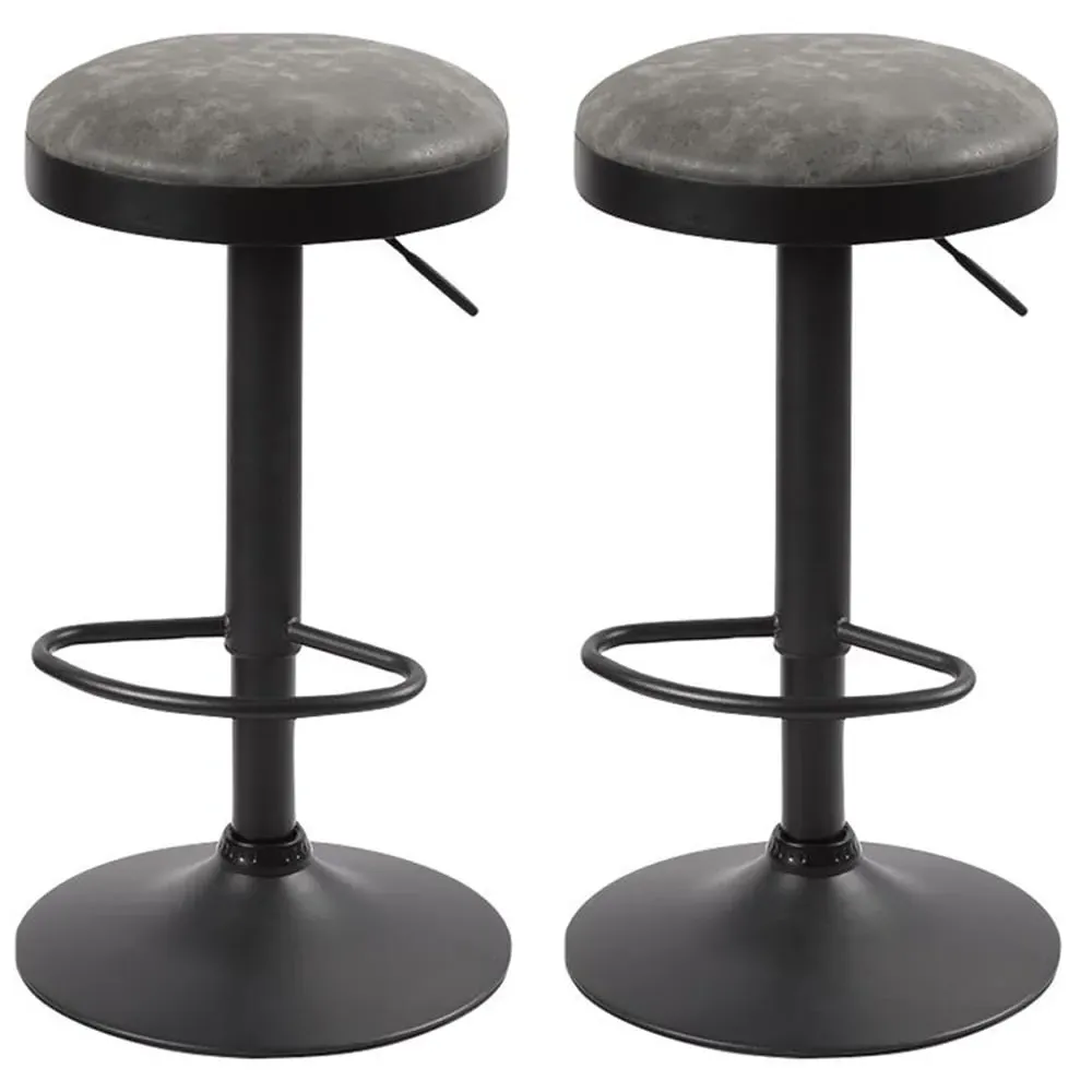 Rexford Bar Stools in Pair - Grey, Fabric