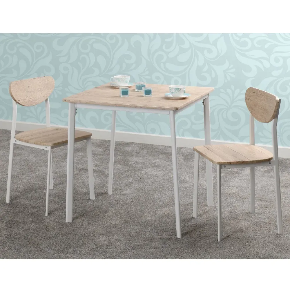 Rexford Dining Table with 2 Chairs - Light Oak, White image