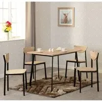 Rexford Dining Table with 4 Chairs - Light Oak, Black