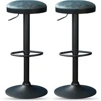 Rexford Gas Lift Bar Stools Pair - Stone Blue, Fabric alternate view