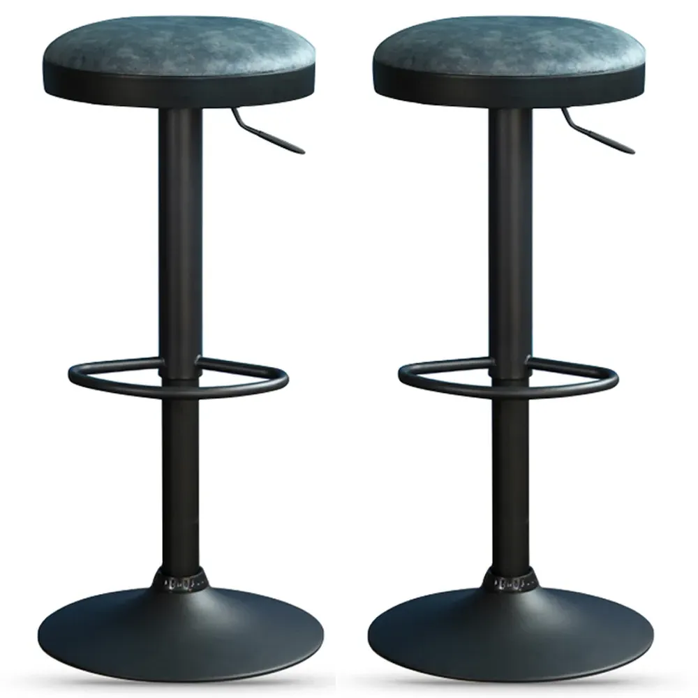 Rexford Gas Lift Bar Stools Pair - Stone Blue, Fabric product