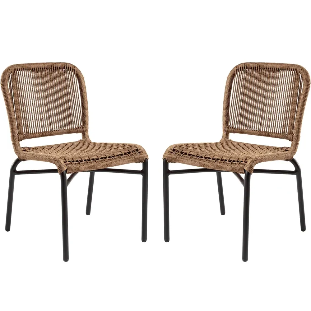 Rialto Bar Chairs with Black Metal Frame - Natural, Rattan image