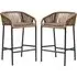 Rialto Bar Stools with Black Metal Frame - Natural, Rattan