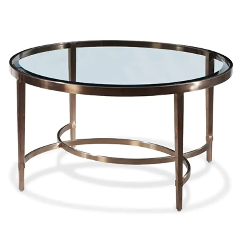 Ribery Clear Glass Coffee Table - Clear, Brass