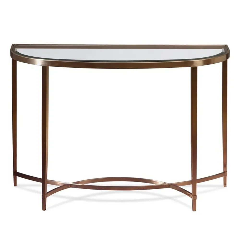 Ribery Clear Glass Console Table - Clear, Brass