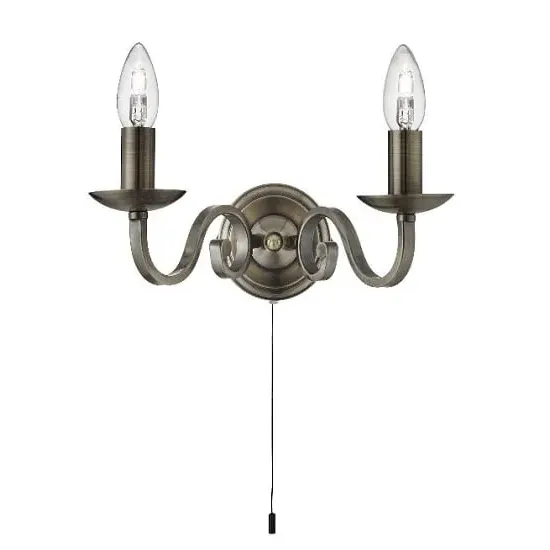 Richmond Two Light Wall Bracket with Candle Style - Antique Brass image