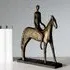 Rider Sculpture with Black Metal Base - Bronze