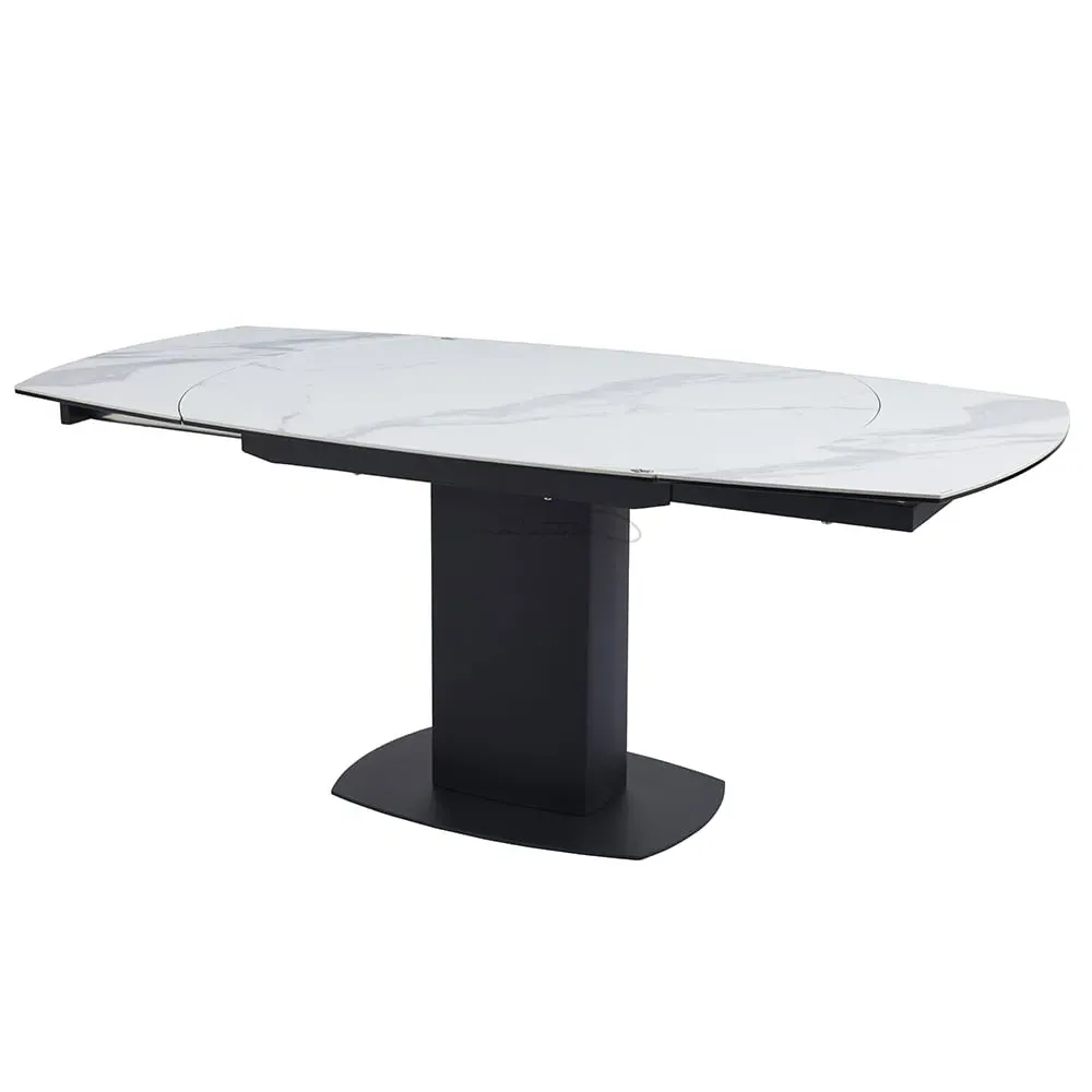 Ridgeway Ceramic Glass Extending Dining Table - White