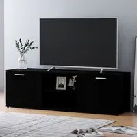 Ridhan TV Stand with 2 Doors - Black, Chipboard