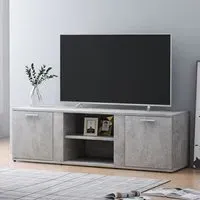 Ridhan TV Stand with 2 Doors - Concrete Effect, Chipboard