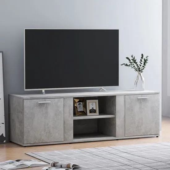 Ridhan TV Stand with 2 Doors - Concrete Effect, Chipboard image