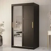 Rieti II Mirrored Wardrobe 2 Sliding Doors - Black