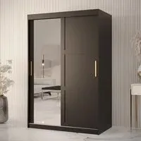 Rieti II Mirrored Wardrobe 2 Sliding Doors - Black